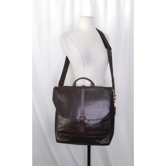 Vintage COACH Brown Leather Messenger Bag Crossbody Briefcase Academia Teacher - Picture 3 of 11